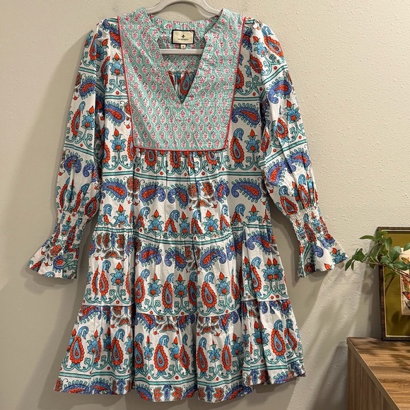 Tuckernuck Dresses & Skirts - Tuckernuck Size Small Teal Seagrass Print Kenzo Mini Dress Cotton Boho Brunch